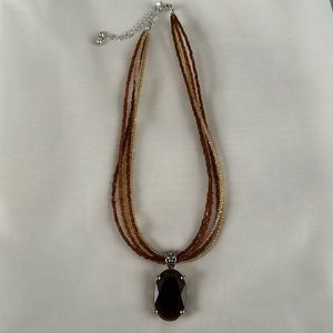 Topaz pendant with tiny bead choker.